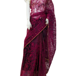 Maroon Organza Saree